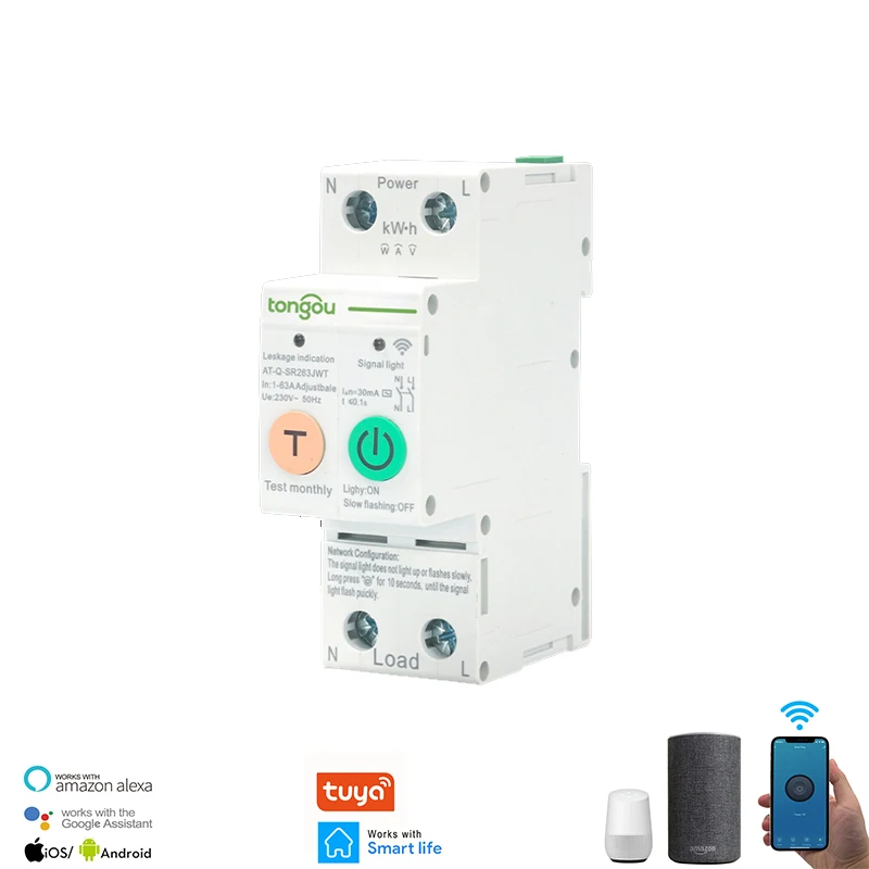 

Tuya 2P Smart WIFI Circuit Breaker Energy Power Timer Relay Switch Voltmeter Leakage Protection Work With Alexa Google Home