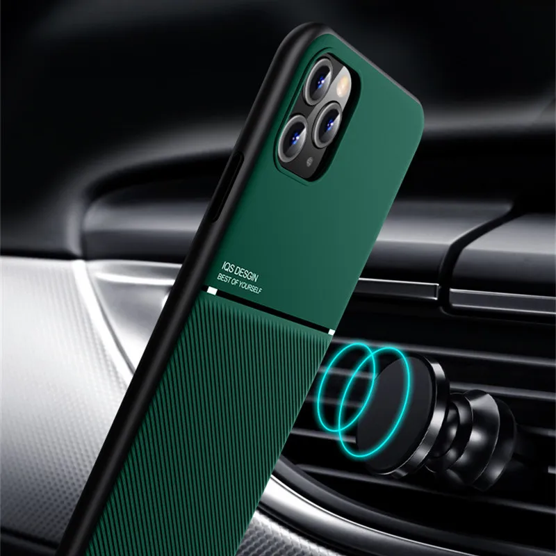 

Luxury Leather phone Case For iPhone 11 pro max 12 X Xs max XR 7 8 6 6S Plus SE 2020 Ultra thin Magnetic Car Plate back Cover