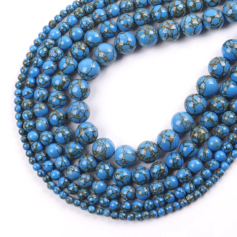 Круглые бусины Bule Howlite круглые золотого цвета для самостоятельного изготовления