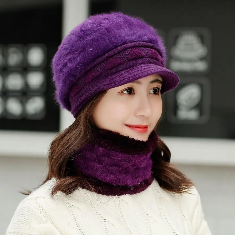2019 теплая шапка бини для девочек шарф-кольцо помпоны зимние шапки вязаные шарф 2