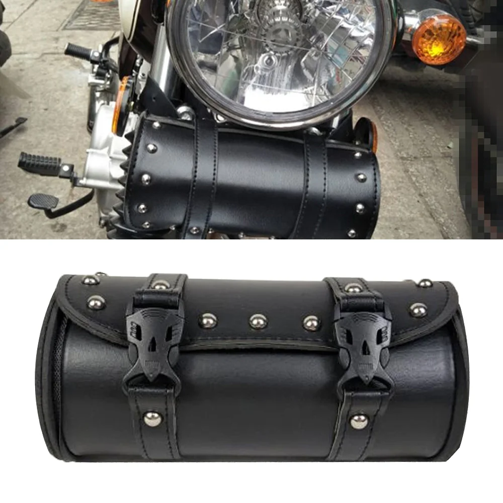 For Harley Motorcycle Bag Replacement Universal Leather Black 1Pc Luggage