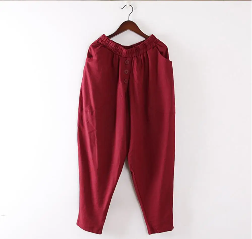 Аутентичные льняные летние модные женские брюки хлопковые шикарные стильные