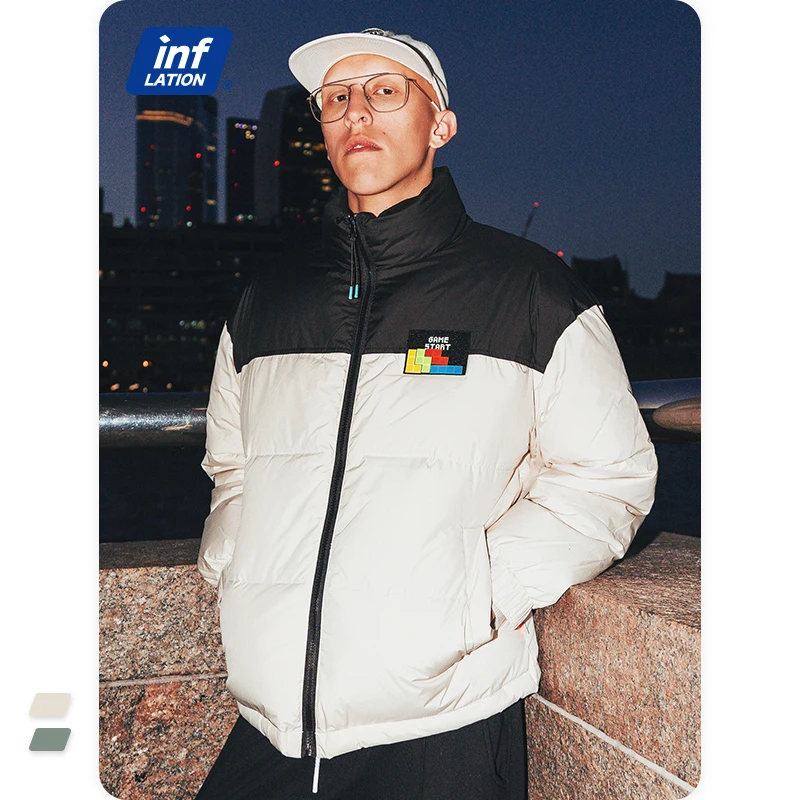 

INFLATION Winter Puffer Jackets Men 70%White Duck Down Jacket Men Windbreaker Coat Streetwear Hip Hop Jacket Men Outwear 6001W21