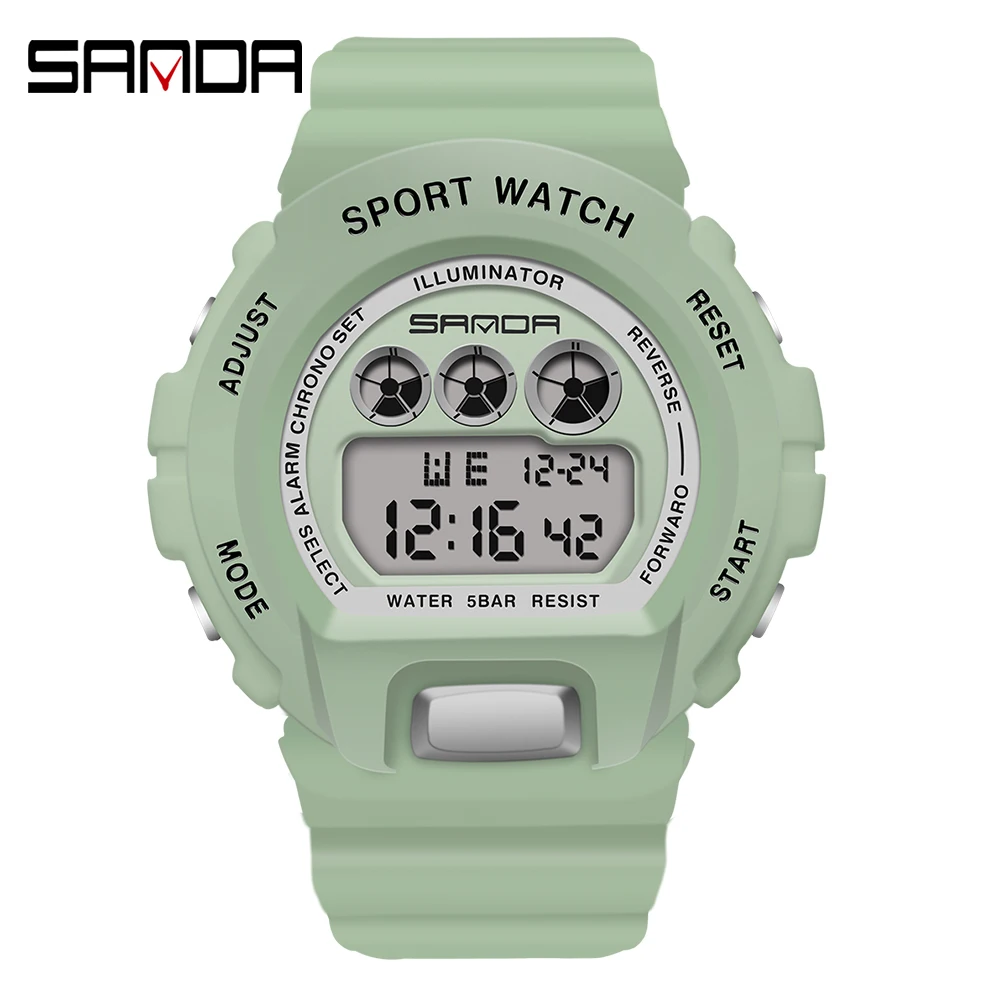 

Couple Watch SANDA Brand Men Women Electronic Watch Student Outdoor Sport Wristwatch Fashion Stopwatch Digital Male Clock NEW