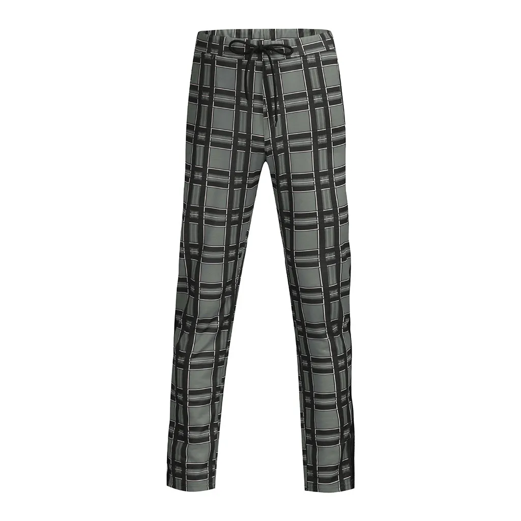 

Men's Streetwear Pants Long Casual Sport Pants Slim Fit Plaid Trousers Running Joggers Sweatpants Fashion m806