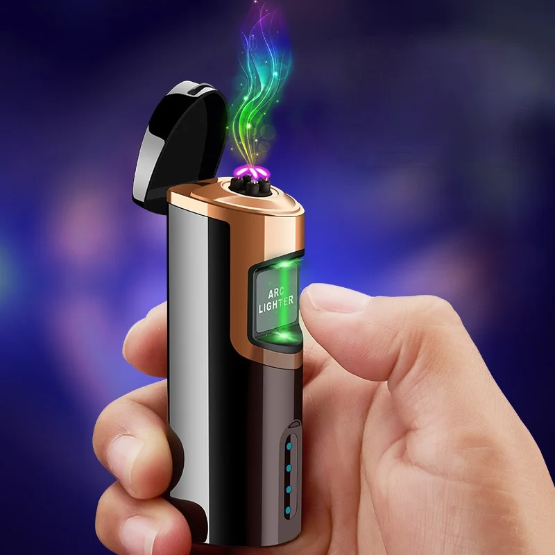 

Laser Induction Double Arc Lighter USB Charging Creative Cigarette Lighter Gadgets for Men Power Display Smoking Accesoires