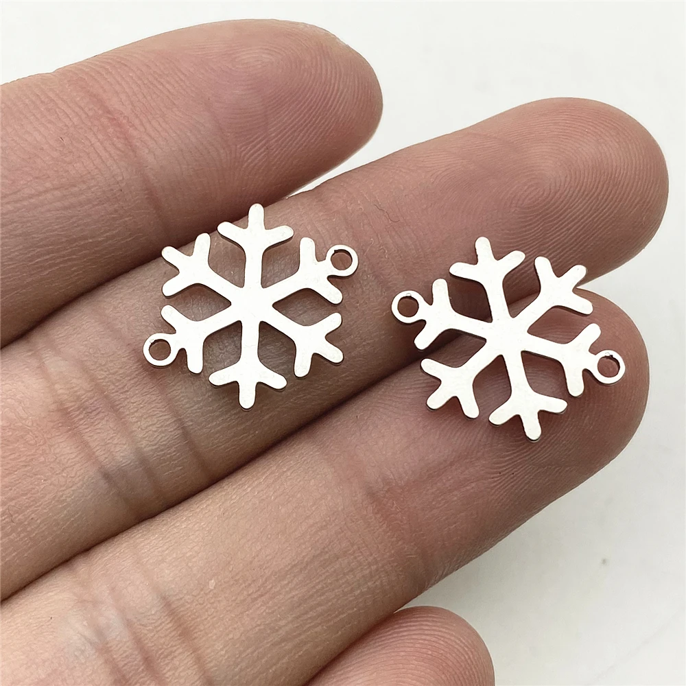 10pcs Winter Snowflake Charm Bracelet Pendant Stainless Steel Connector Connectors Jewelry Handmade Diy Making | Украшения и