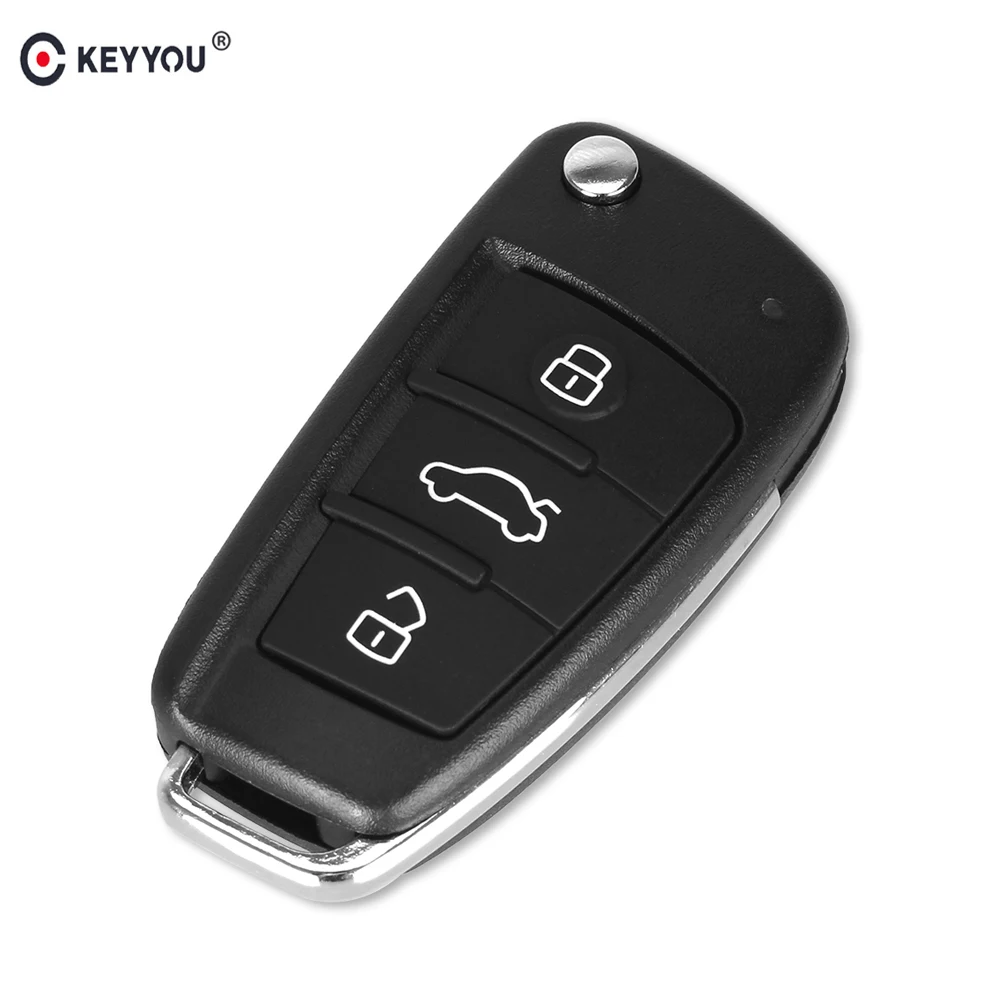 KEYYOU 10pcs/lot Without Blade Folding Flip Remote Car Key Shell Case For AUDI A2 A3 A4 A6 A6L A8 TT 3 Button Auto Fob | Автомобили и