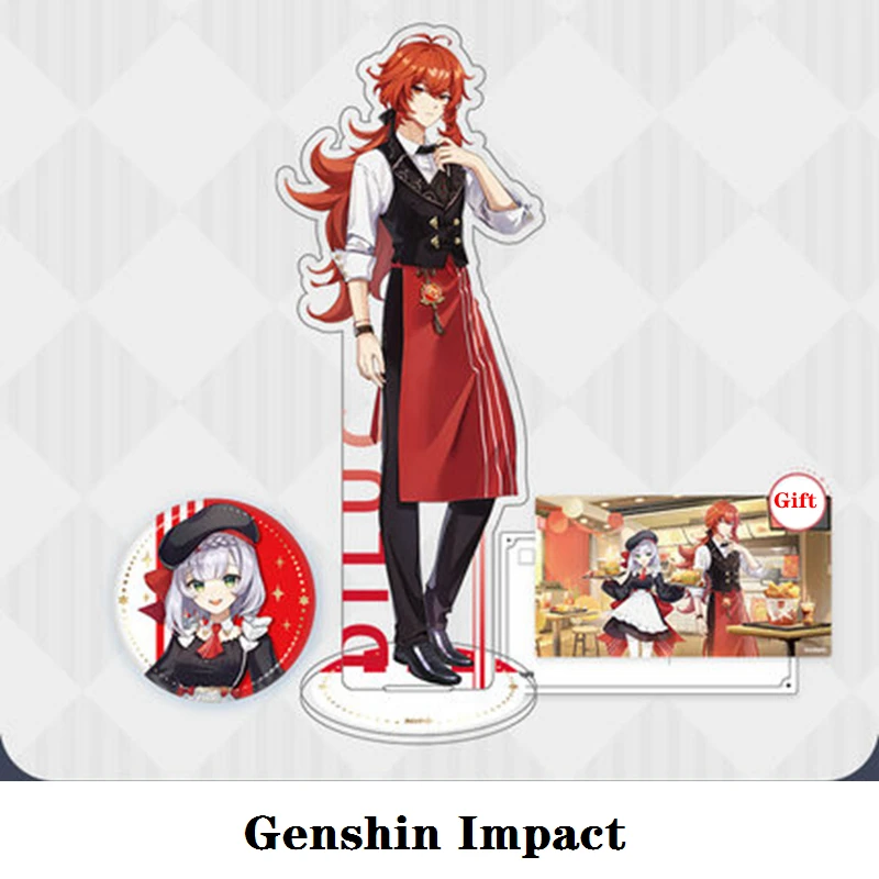

Project Joint KFC Different World Cosplay DIY Accessories Game Genshin Impact Diluc Noelle Anime Badge Acrylic Stand Postcard