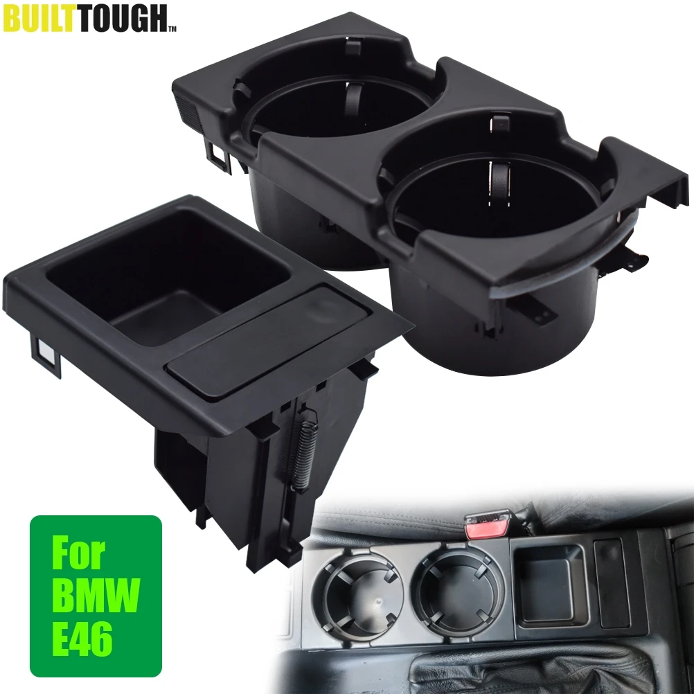 

For BMW E46 3Series 1999-2006 Double Hole Car Vehicle Front Center Console Storage Box Coin + Cup Drink Holder 51168217957 Black