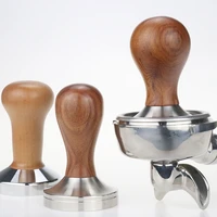51mm 58mm wooden handle coffee powder hammer handmade coffee tampers with 304 stainless steel base coffee accessories