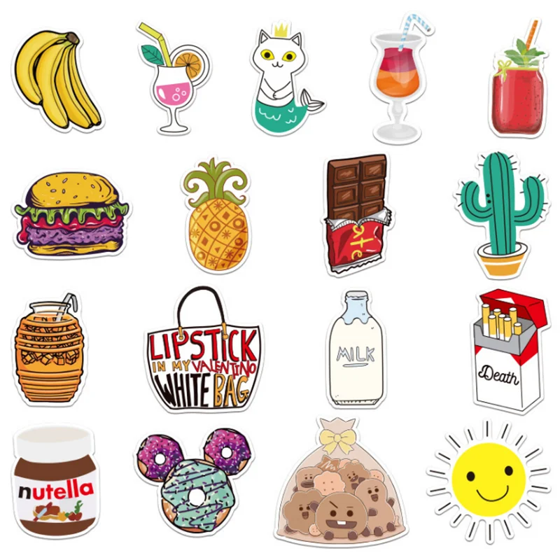 103050pcs food fast food ice cream cartoon graffiti car sticker luggage refrigerator guitar decoration toy wholesale free global shipping