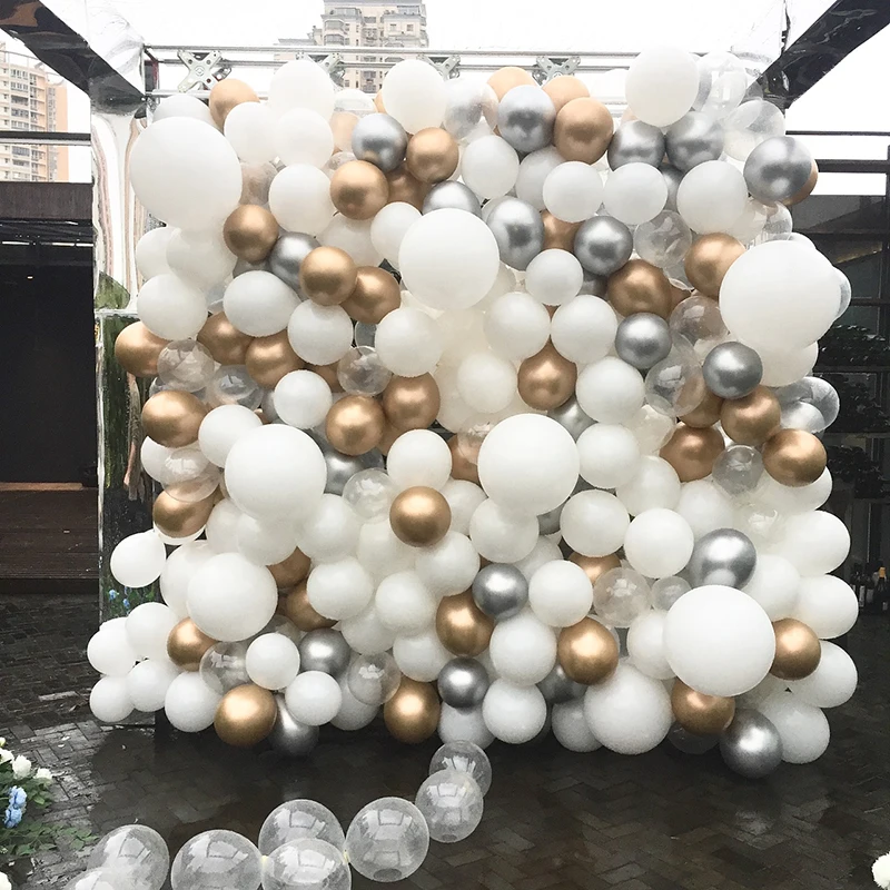 

15pcs/lot 5/10/12inch Metallic Balloons Wedding Birthday Party Deco Ballons White Gold Silver Latex Balloons Party Supplies