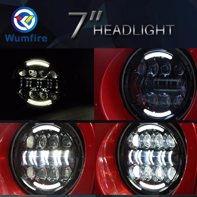 7 дюймов 12 В круглый светодиодный фары для автомобиля DRL автомобильные Jeep Wrangler JK TJ