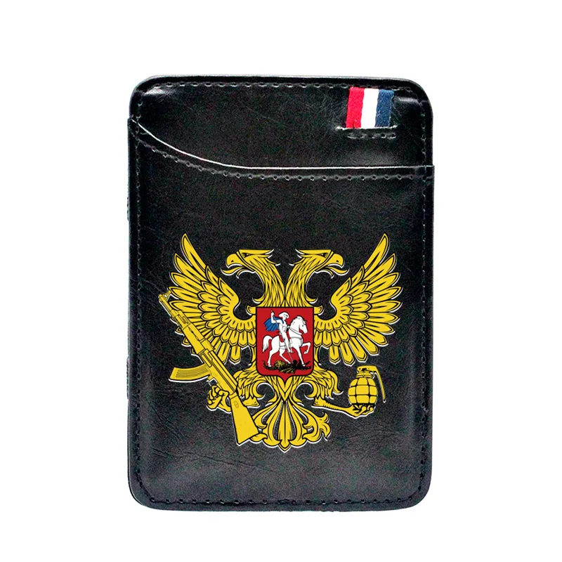 

Новинка 2021, Герб, двухсторонний Орел с цифровой печатью, кожаные Волшебные кошельки для мужчин и женщин, держатель для карт, кошелек, Коротки...