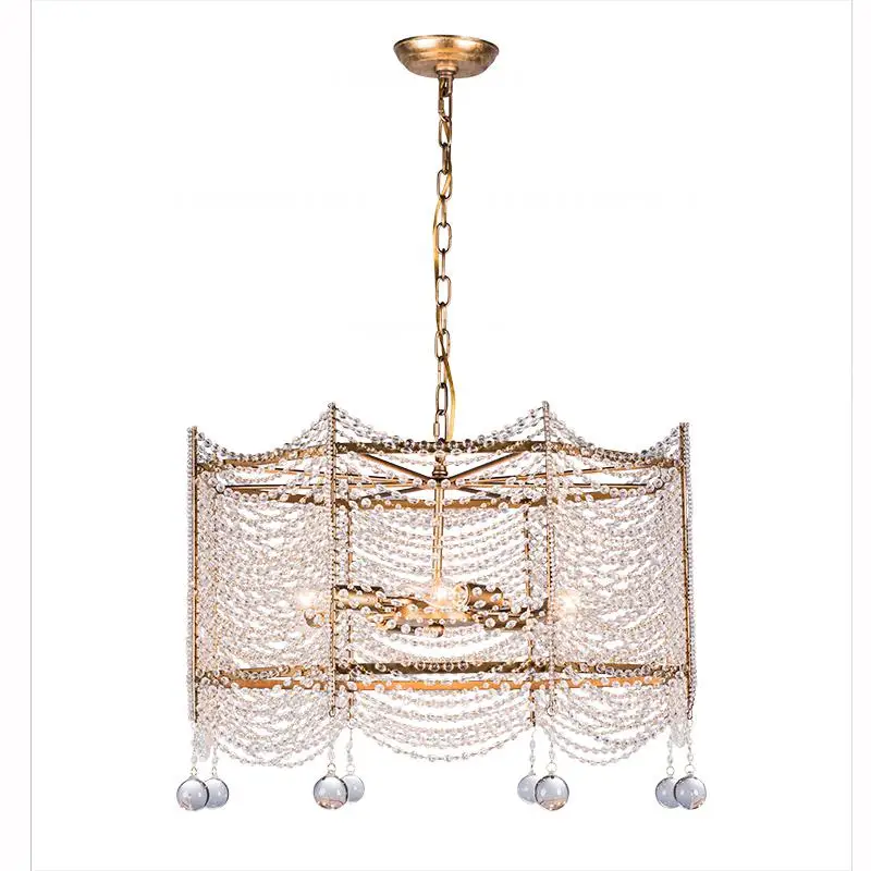Французская хрустальная люстра 3 светильник уникальный дизайн из бисера