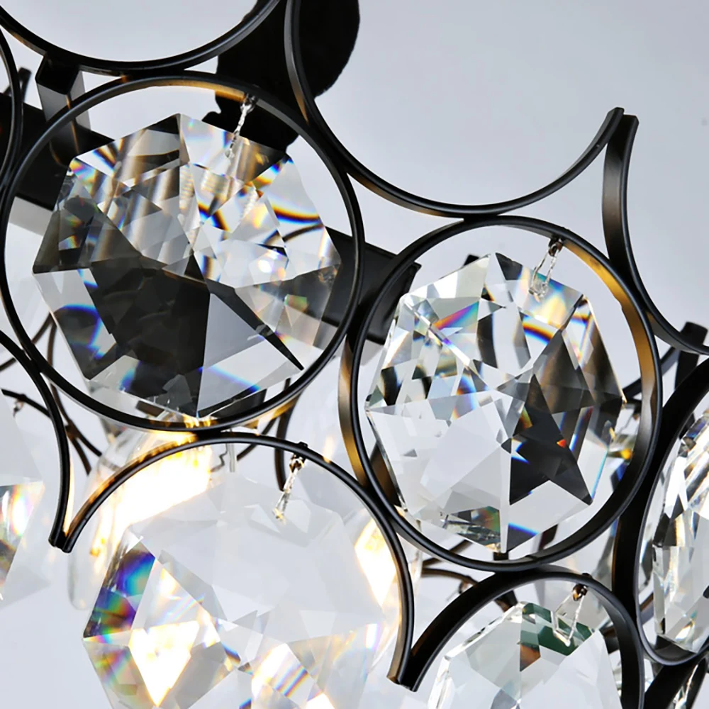 

Black/gold Modern Chandelier for Dining Room Luxury Crystal Rectangle Kitchen Island Hanging Lamp Home Decor Indoor Lighting