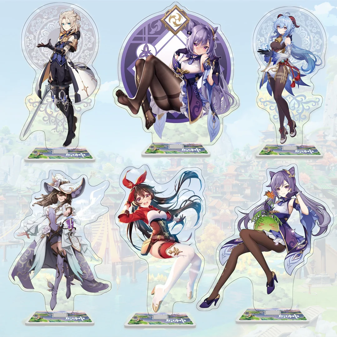 

ACG game Genshin Impact 16cm Lumine Jean Amber Lisa kaeya Barbara Razor Venti Klee Mona Acrylic figure stand models 41-80