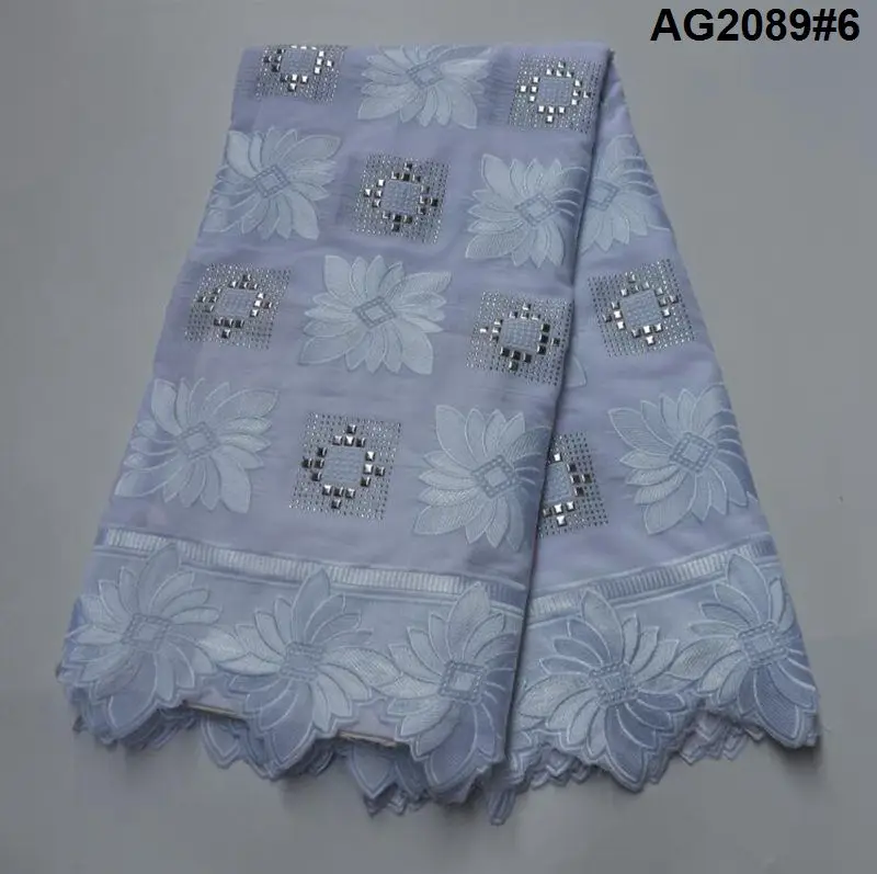 

African 100% Cotton Lace Fabric 2020 High Quality Swiss Voile Lace In Switzerland Stoned Lace for Party Wedding Cloths SW200101