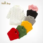 Вязаный свитер для маленьких мальчиков и девочек свитер с воротником-хомутом на осень-зиму-весну для маленьких детей, пуловер однотонная одежда для малышей от 1 до 10 лет