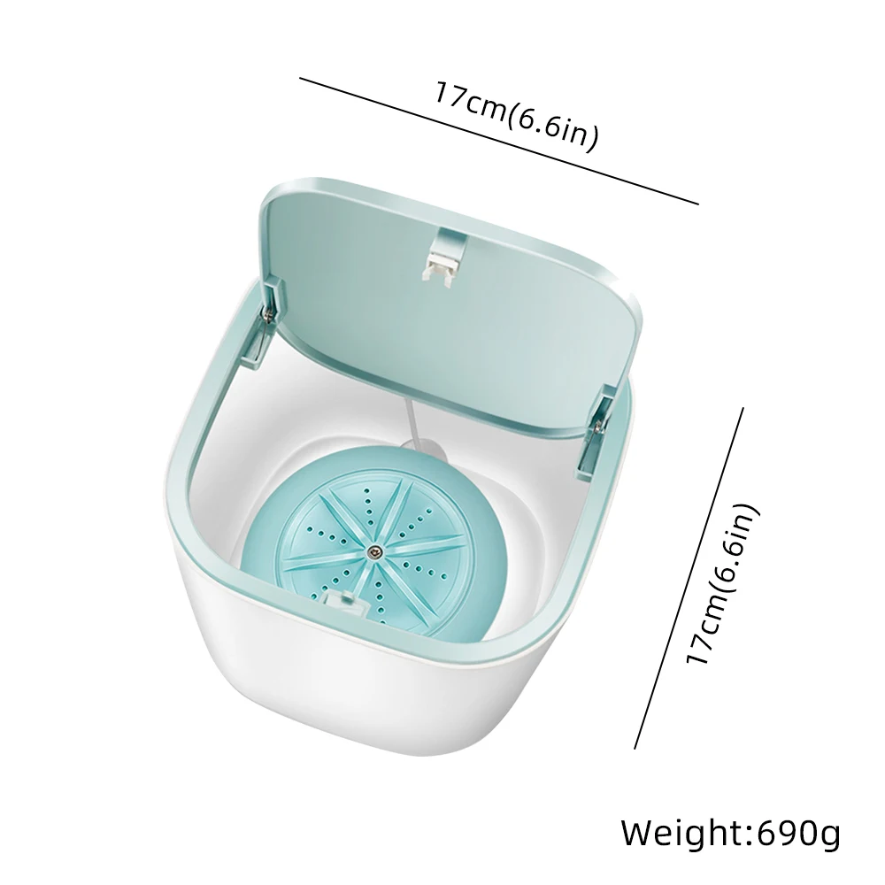 

Low Noise Portable USB Clothes Washer Mini Desktop Turbine Ultrasonic Washing Bucket Rotary For Home Travel Cleaning Tool