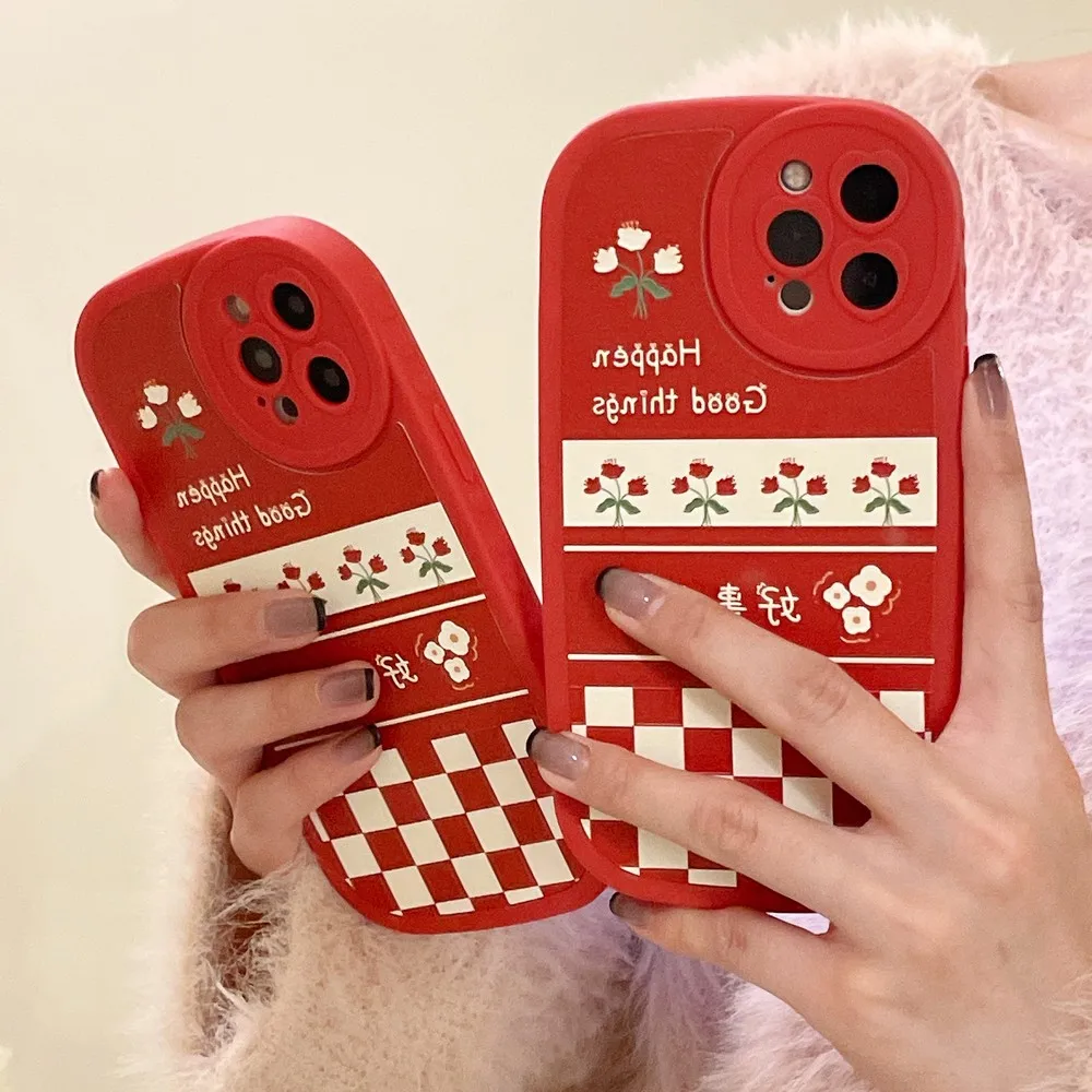 

Checkered Floret Pattern Case For iphone 13ProMax 13Pro 13 11ProMax 11 12Pro 12 XS X XR XSMAX 7 8 Plus Soft Shell
