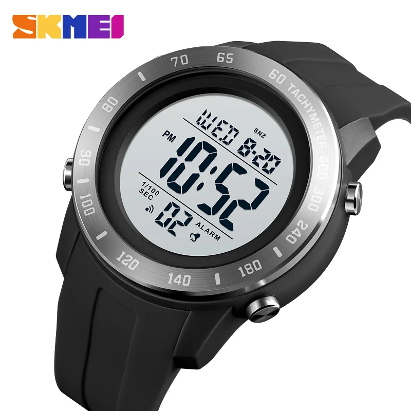 

SKMEI Big Dial Sport Men Watch 2 Time LED Digital Wristwatches For Mens Waterproof Chrono Count Down Male Hour montre homme 1524