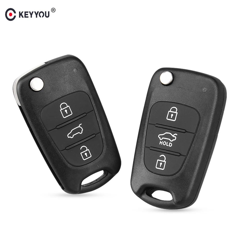 KEYYOU Key Shell 3 Buttons For Hyundai Avante Elantra I30 I40 I20 IX35 Flip Folding Remote Car Key Case Uncut Blade Blank Cover