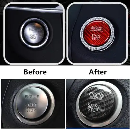 Автомобильные наклейки из углеродного волокна кнопка запуска и остановки