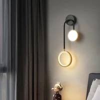 jmzm modern gold wall lamp simple circular creative sconce wall lamp for bedroom living room indoor led tv background stair lamp