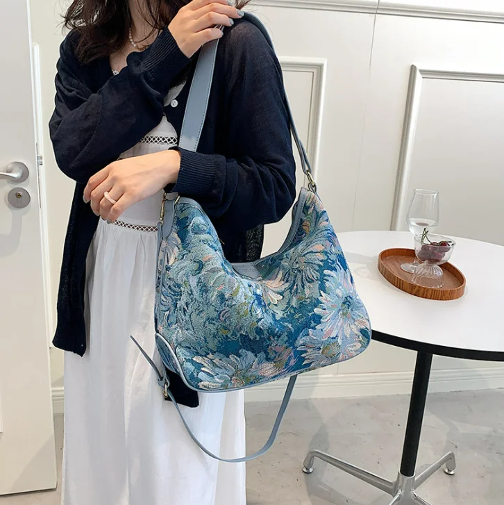 Large Capacity Women's Bag Single Shoulder Oil Painting 2021 New Fashion Summer | Багаж и сумки
