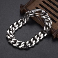 13151719mm strong metal 316l stainless steel silver color polished curb cuban chain mens bracelet bangle 7 11 new design
