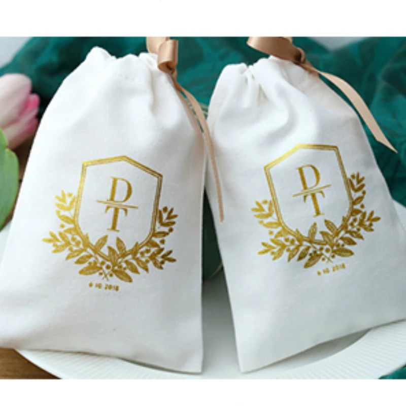 Парусиновые подарочные пакеты на шнурке для ювелирных изделий упаковка макияжа