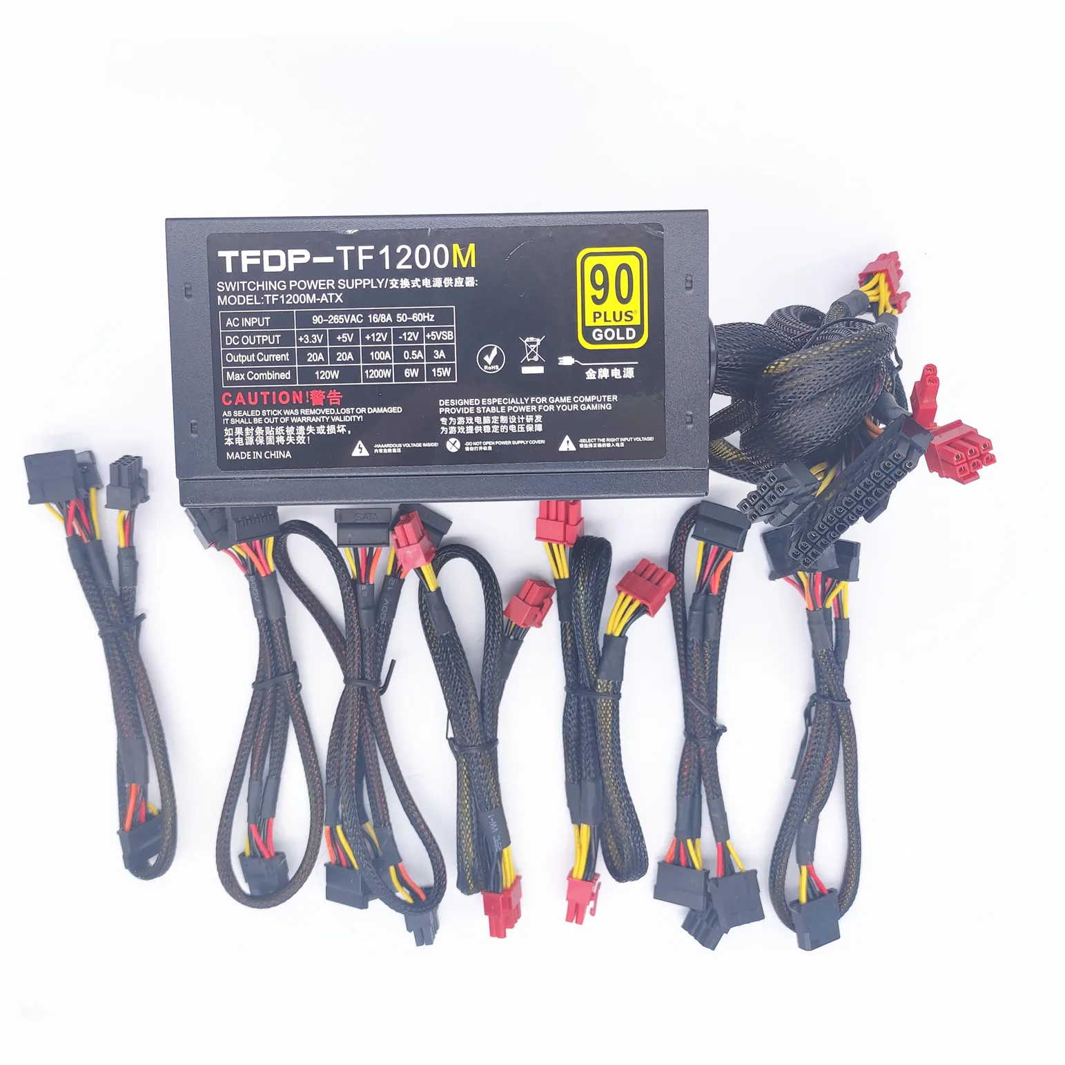 

Блок питания для ПК 1200 Вт, Psu 80 Plus, полностью модульная поддержка, блок питания для игрового настольного ПК, 110 В, 220 В