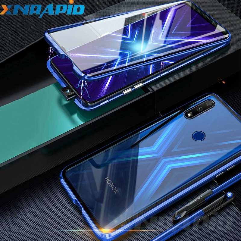 Для huawei Honor 9X Премиум чехол 360 магнитный двухсторонний из закаленного стекла с