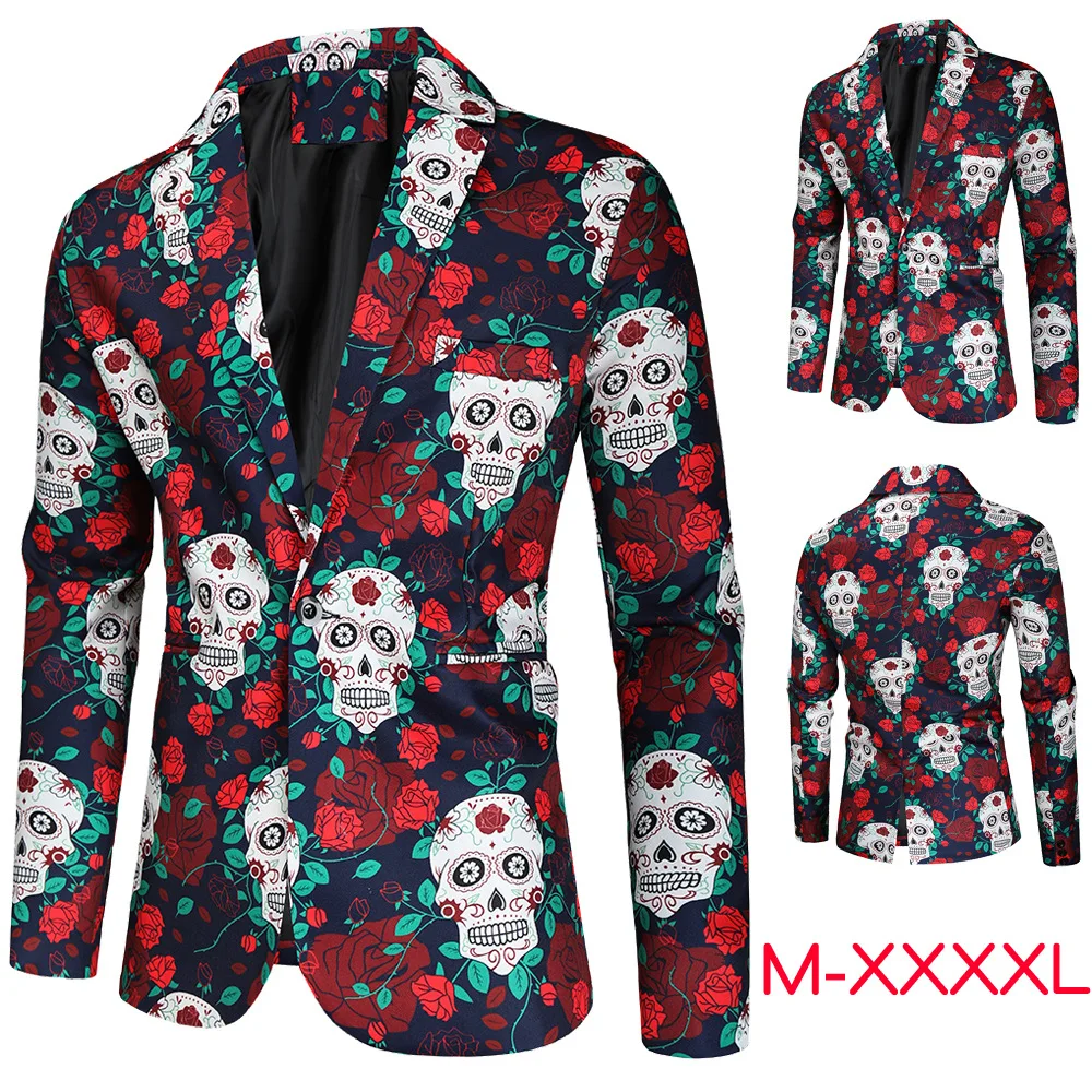 Мужской костюм с 3D-принтом черепа розы цветов для ночного клуба и вечерние |