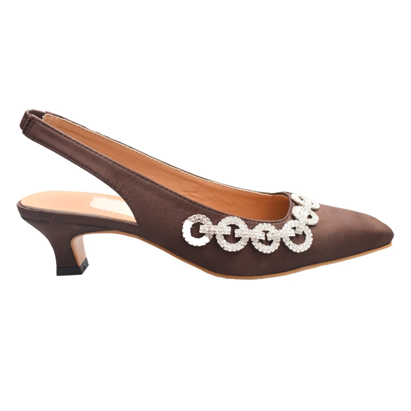 

Retro Solid Color Baotou Set Foot Sandals Autumn New Square Toe Rhinestone Kitten with Low-top All-match High-heeled Shoes