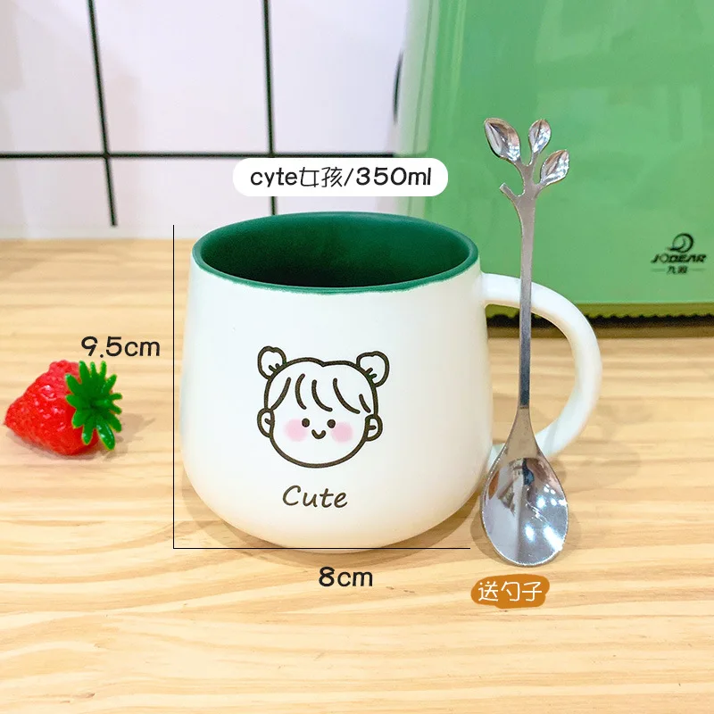 

Creative cute ceramic mug ins style girl heart large capacity water cup simple trend personality couple cup