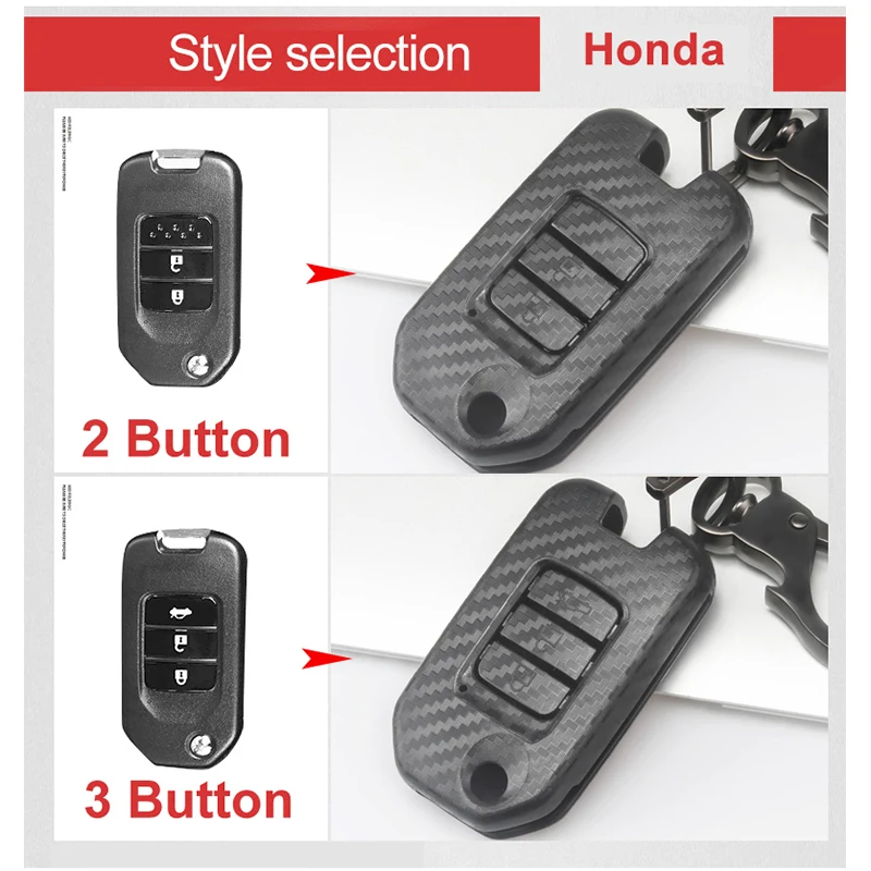 Углеродное волокно автомобиль дистанционного ключа чехол КРЫШКА ДЛЯ Honda Civic CR V HR