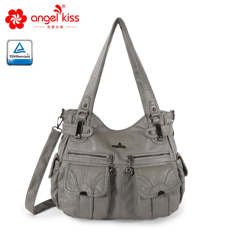 Gray Angelkiss новые женские кожаные сумки женские сумки из искусственной кожи на плечо через плечо женские вместительные сумки женские ручные сумки - Цвет: Gray
