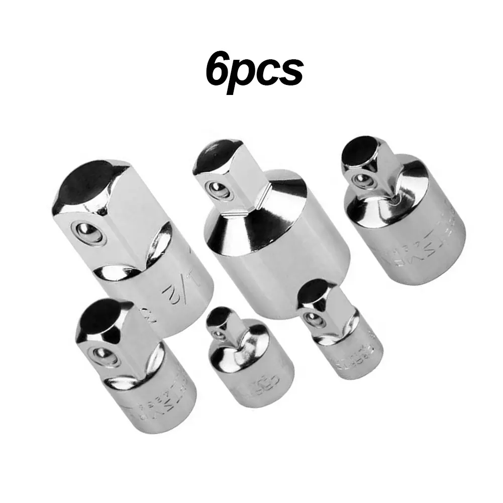 

6PCS Ratchet Wrench Socket Adapter Head Set For Car Bicycle Repair Tools 1/4 Inch 3/8 Inch 1/2 Inch Corrosion-Resistant Tool