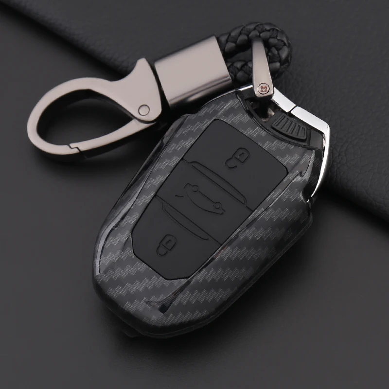 

Carbon Fiber Silicone Car Key Case Cover For Peugeot 301 308 308S 408 2008 3008 5008 Citroen C4 C5 C6 Auto Protection Shell