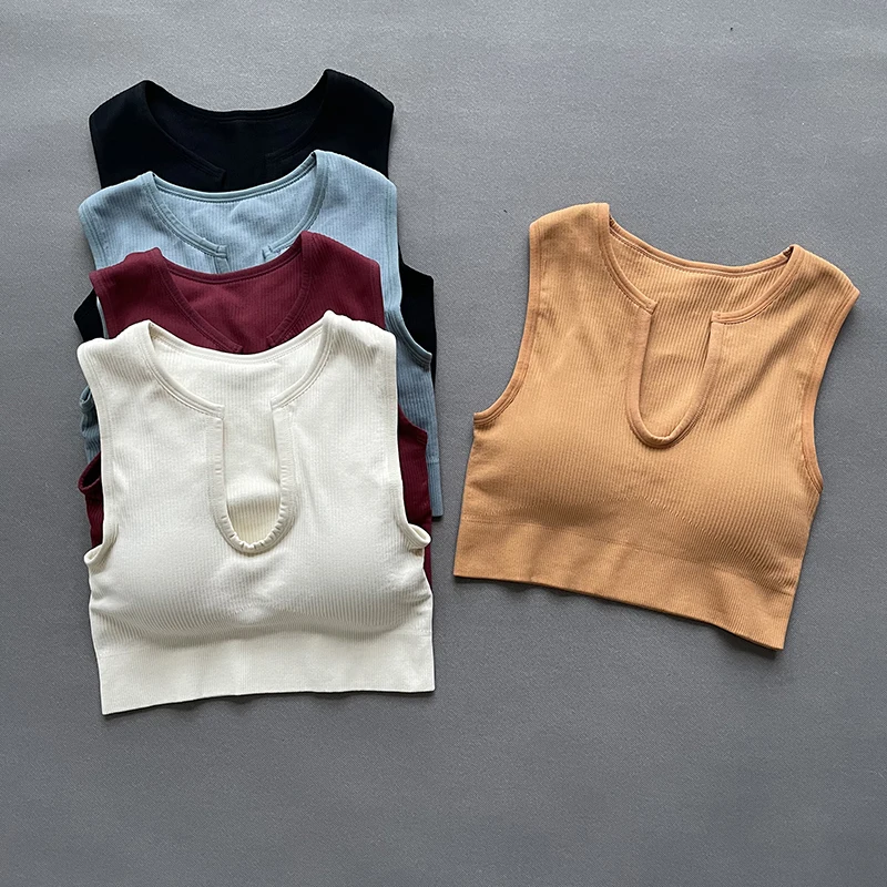 

Женский спортивный топ, спортивный бюстгальтер, модные u-образные топы для йоги и фитнеса, бюстгальтеры с вертикальными полосами, дышащая Сп...