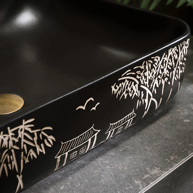 Роскошная Золотая раковина в ванную комнату ручной росписи декоративная для