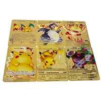 10 styles new french version pokemon card charizard pikachu golden metal vmax card battle carte trading game collection card toy