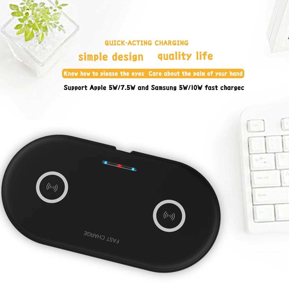 10w Qi Dual Fast Wireless Charger For Iphone Samsung Xiaomi Intelligent Efficient Charging Home Office Devices | Мобильные телефоны