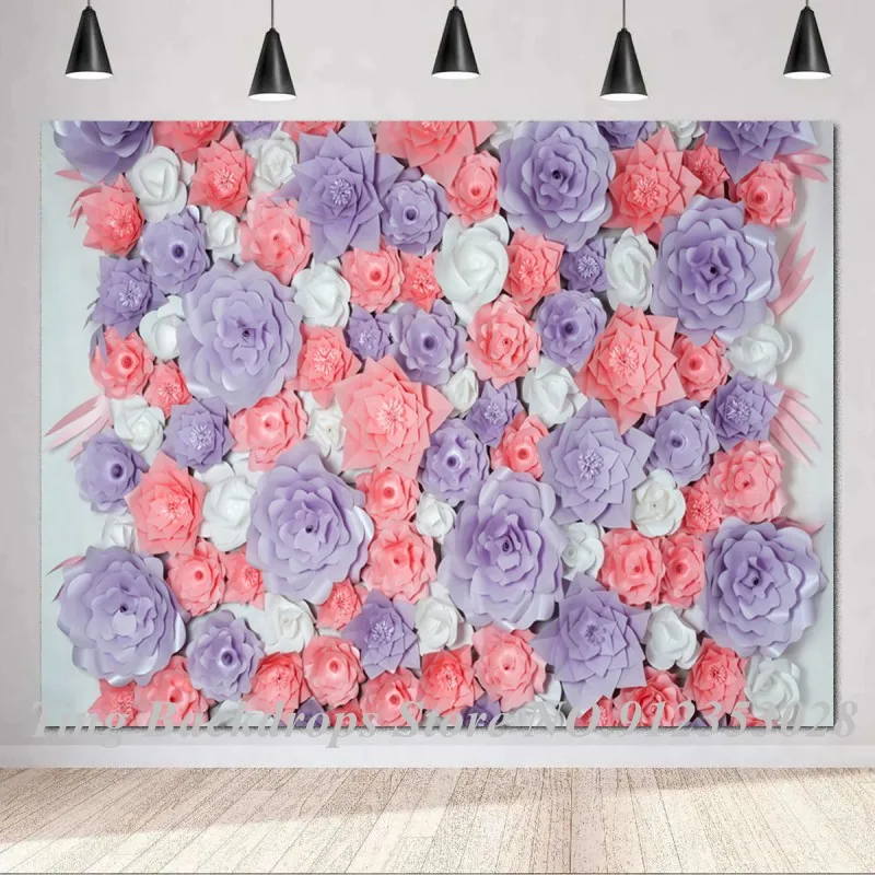3D бумажный фон для фотосъемки с цветами на стену Виниловый свадебной вечеринки