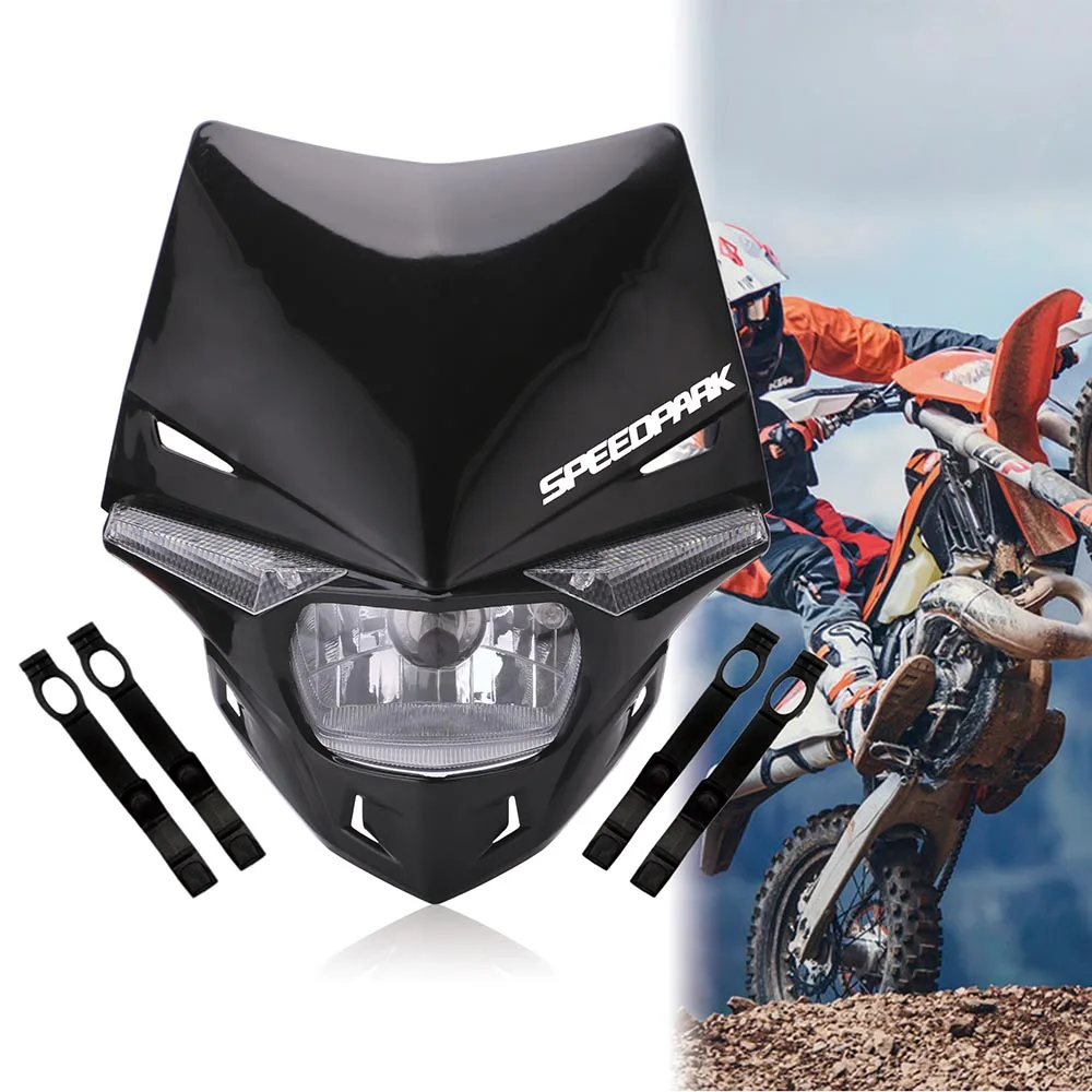 Black SPEEDPARK Универсальный мотоциклетный эндуро головной светильник Supermoto фары для мотокросса двойной Спорт для KTM EXC SX SXF XC MX SMR - Цвет: Black