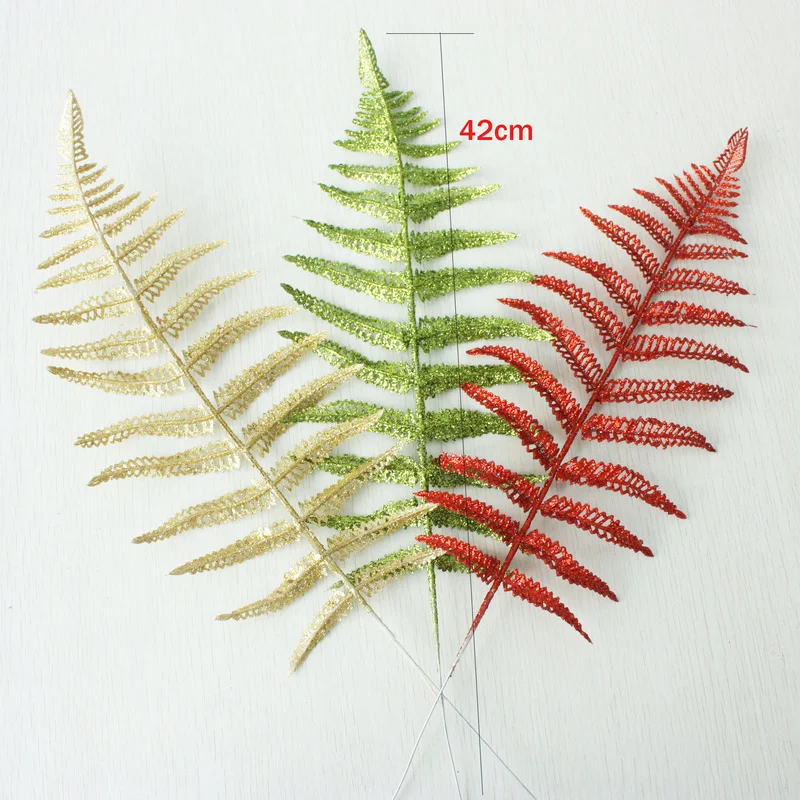 5 piezas Navidad simulación planta oro polvo hojas As rbol de Decoration accessorios Diy fiesta decoracios | Дом и сад