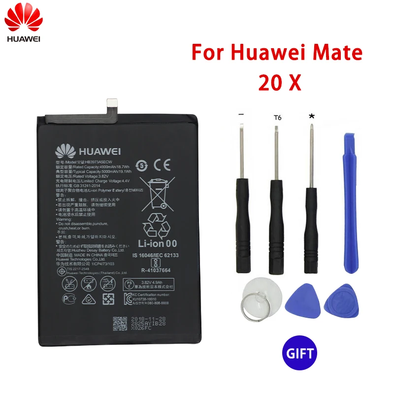 Huawei сменный аккумулятор для телефона HB3973A5ECW 5000mAh для huawei mate 20 X 20X honor note 10 батареи для honor 8X Max